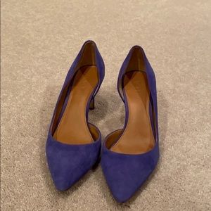 J crew d’orsay heels blue suede